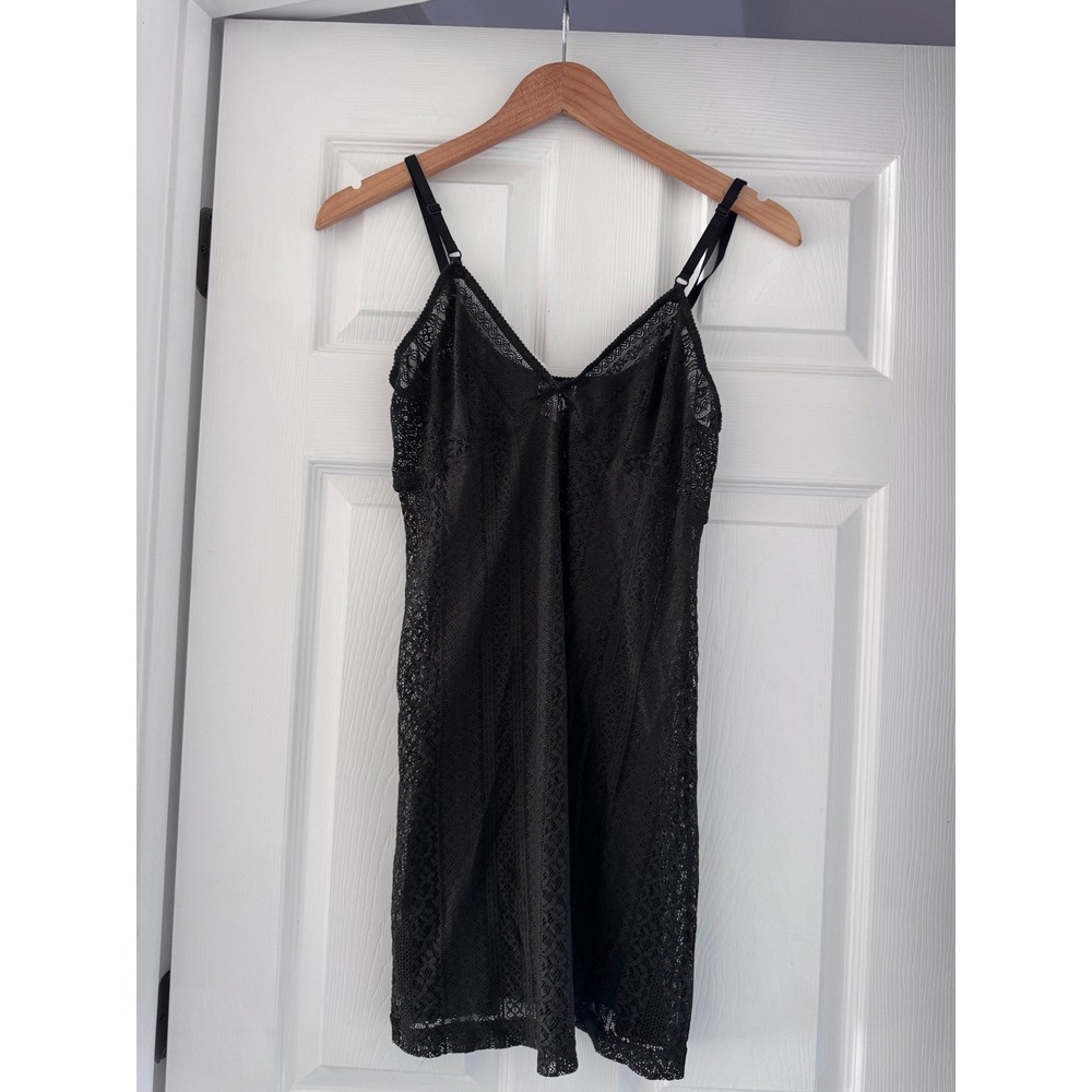 Retro Womens Sheer Black Lace Slip Tank Dress Whimsigoth Grunge Goth Romantic